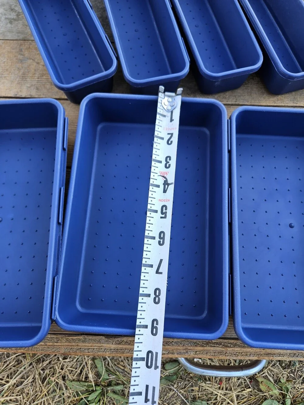 Blue Craft Drawer Organizer Trays Plastic Shallow Storage Bins Divider Set